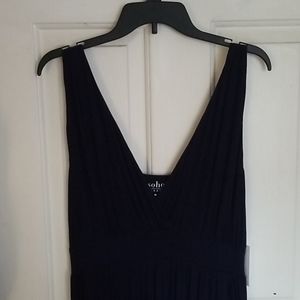 NY & Co long navy blue vneck dress